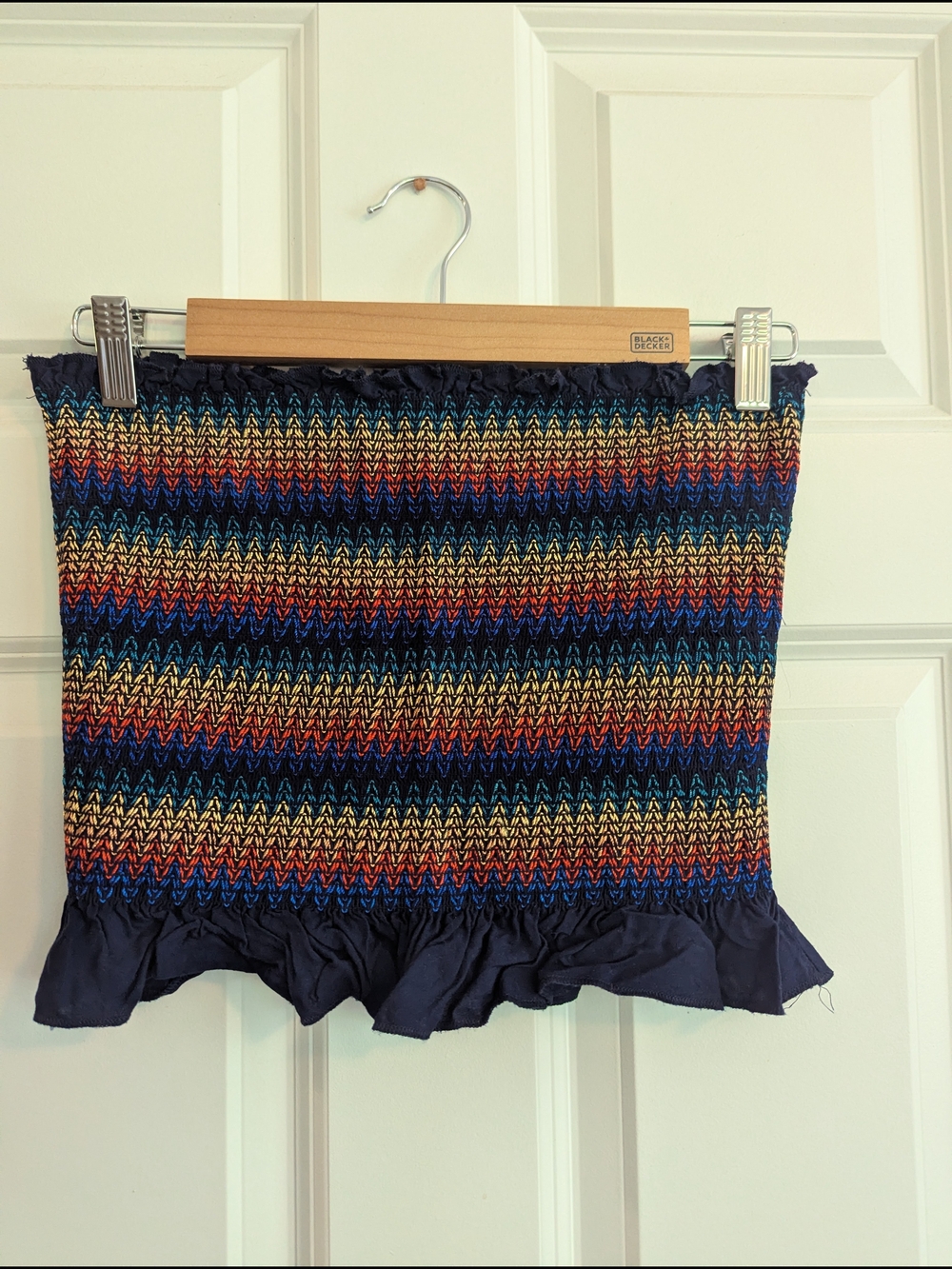 Forever 21 Navy Smocked Tube Top with Multicolor Chevron Knit